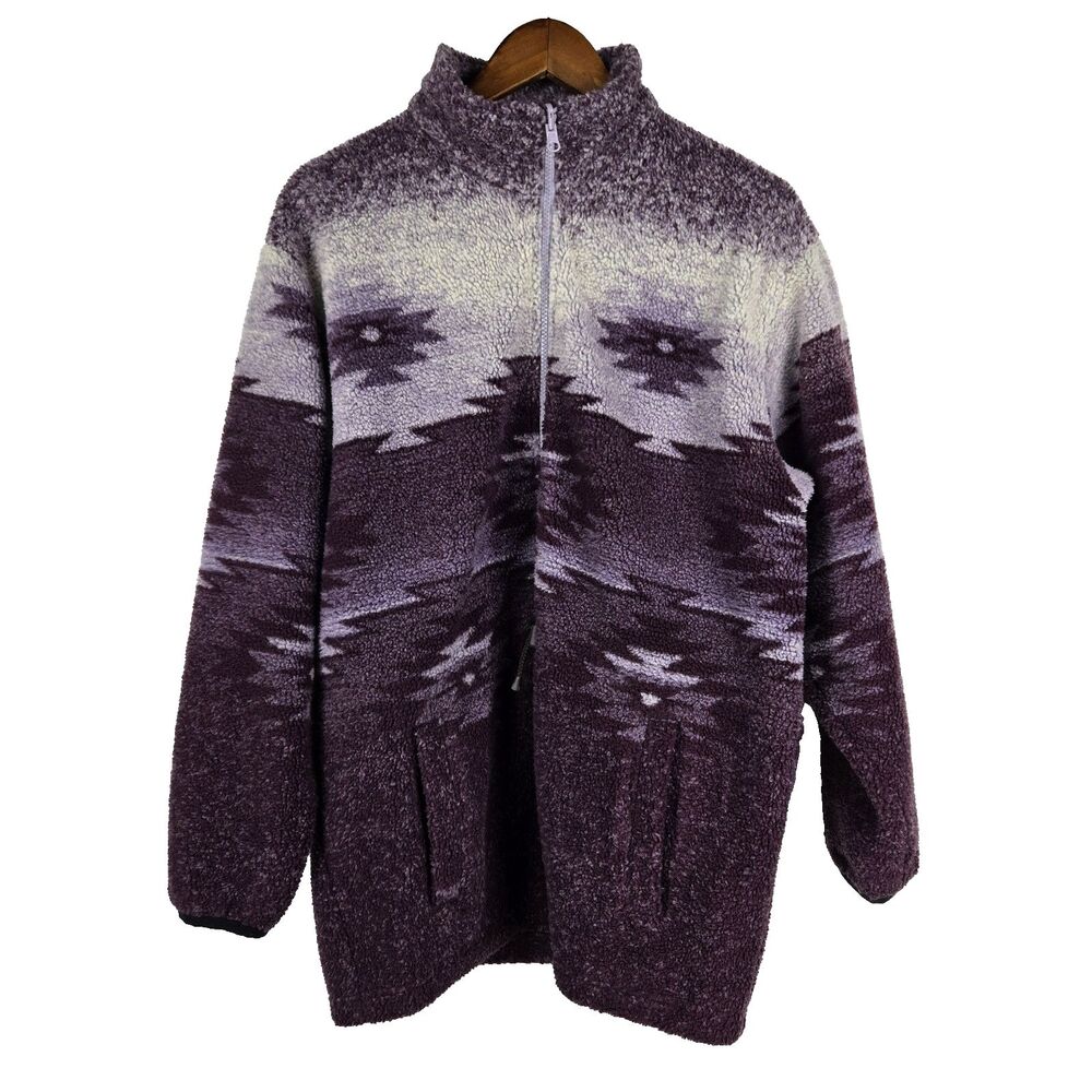 Cabelas Women's Size Medium Purple White Fleece Zip Jacket